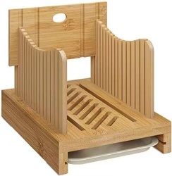 Bamboo and wood bread slicer